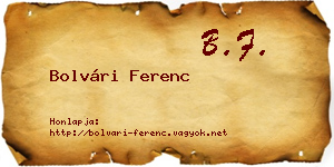 Bolvári Ferenc névjegykártya