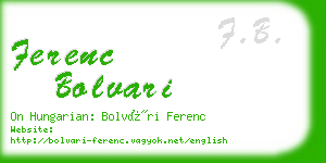ferenc bolvari business card